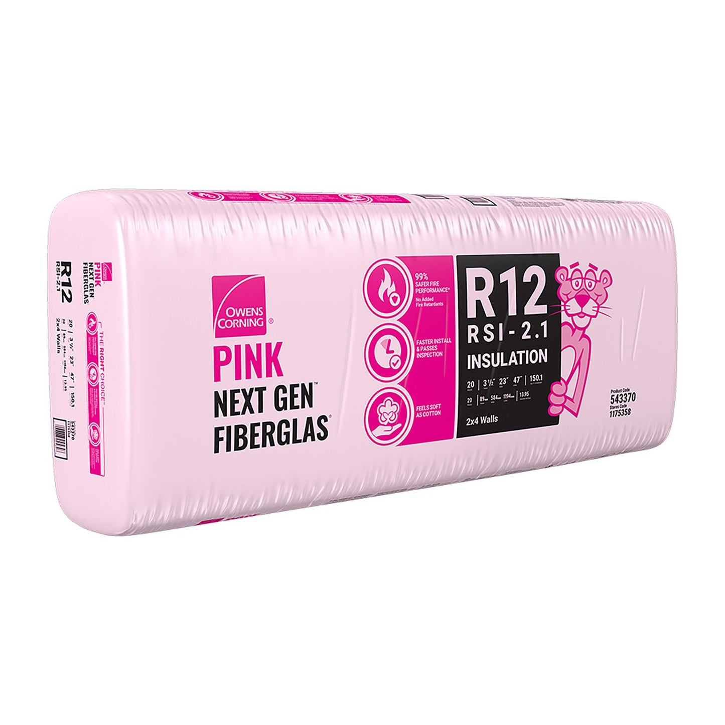 Owens Corning Next Gen R12 Fibreglass Insulation - 23" x 47" Batts / 150.1 sq.ft. bag